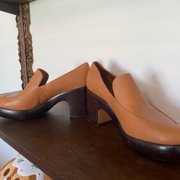 Vince Narissa Womens Leather Block Heel Clogs, Tan, EU 39 US 9 - Picture 4 of 5